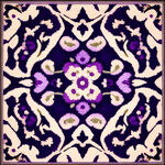 地毯印花主色为紫色不规则地毯图案花卉主题，抽象风格完整地毯图案平面设计地毯图案