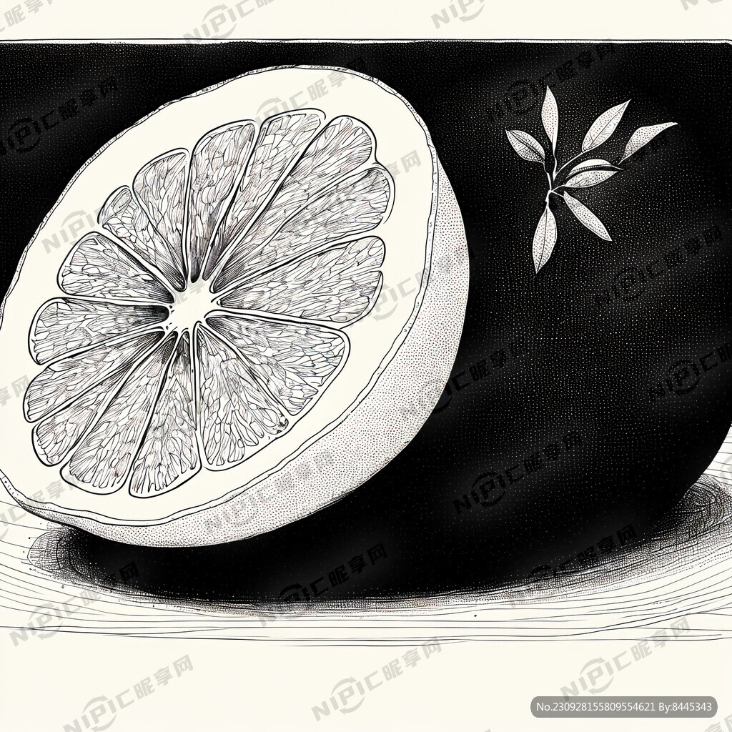 线条图 线描图 整个柚子
