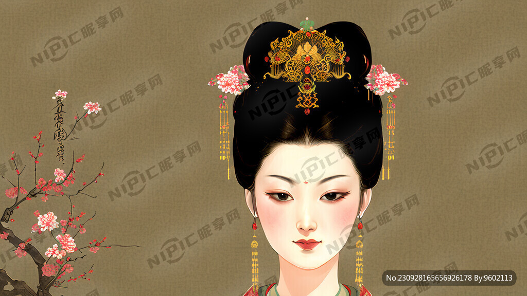 古典美女 唐朝 插画