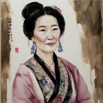 人物肖像画，长妈妈，穿粗布衣裳，中国妇女，民国时期，穷苦百姓，大妈形象，半身画