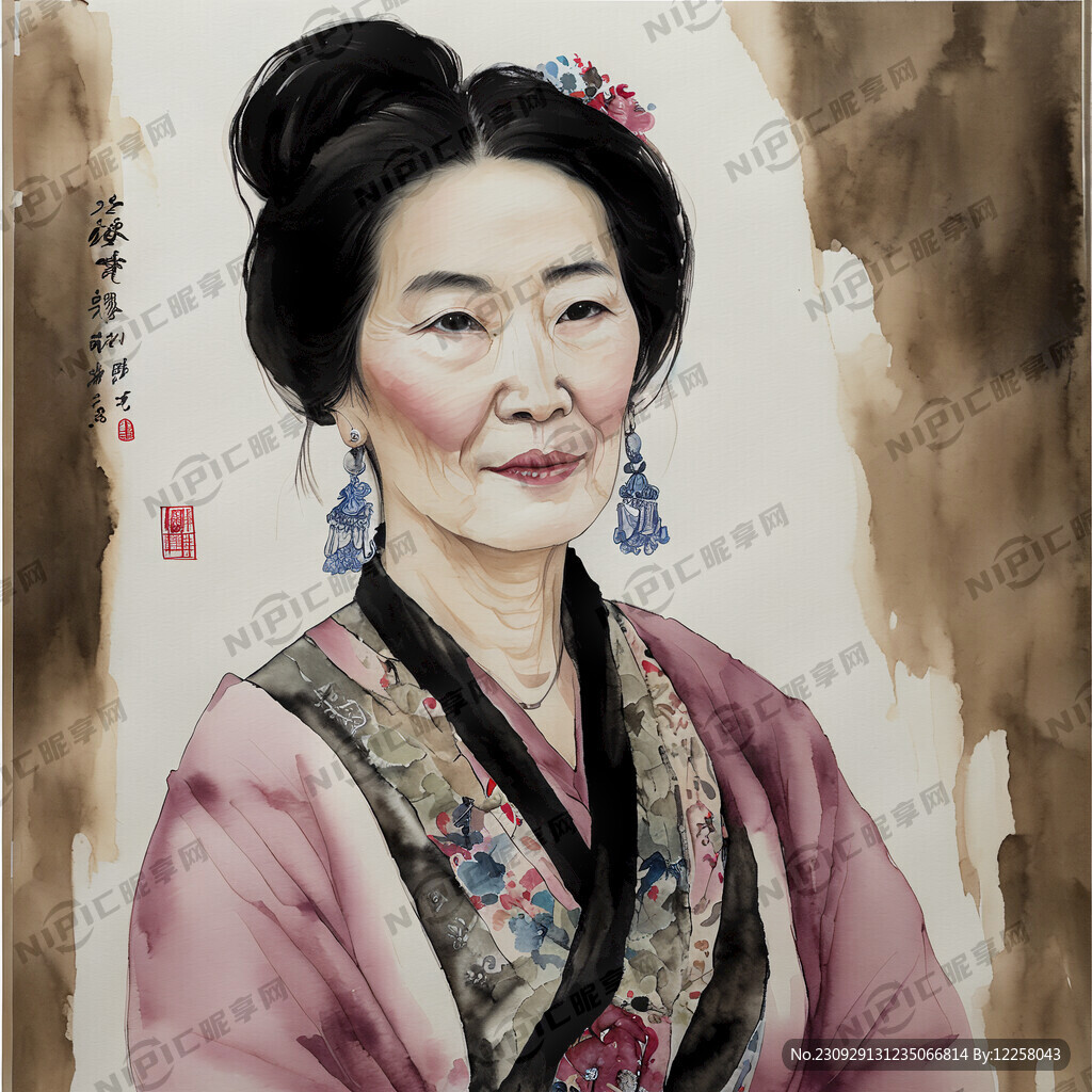 人物肖像画 长妈妈 穿粗布衣裳