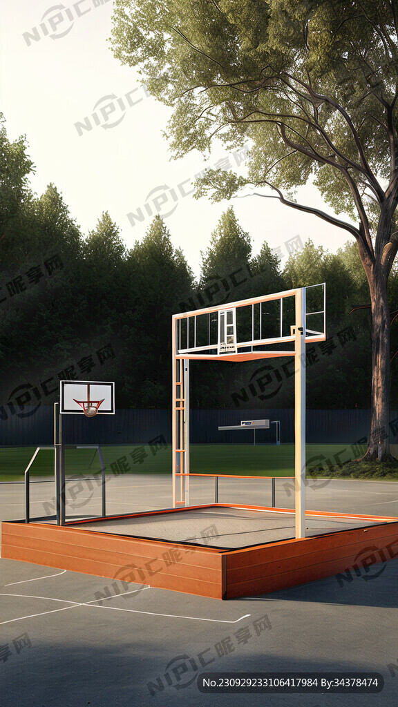 帮我画一个室外独臂地埋篮球架