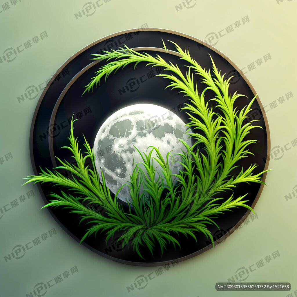 月亮一株小草标志