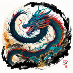 中国龙，线条清晰，色彩丰富，层次感强，浅色背景