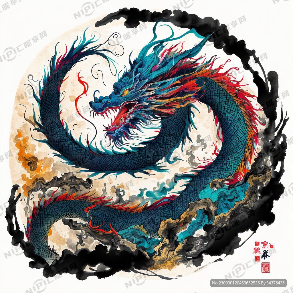 中国龙 线条清晰 色彩丰富
