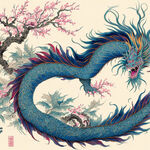 中国传统龙纹，线条清晰，色彩丰富，层次感强，浅色背景