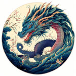 中国传统龙纹，线条清晰，色彩丰富，层次感强，浅色背景