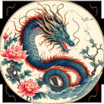 中国传统龙纹，线条清晰，色彩丰富，层次感强，浅色背景