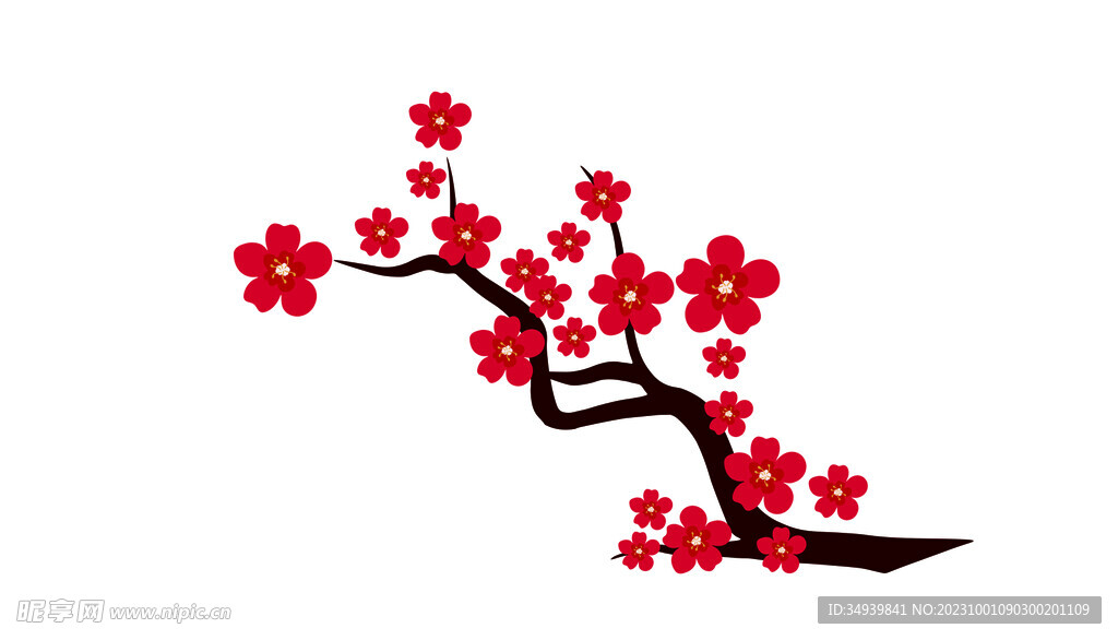 中国风梅花矢量植物插画元素 