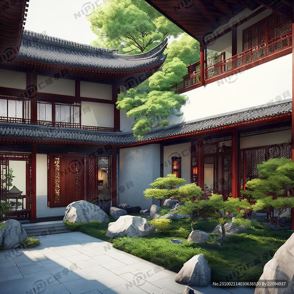 AI创作图中式庭院nipic.com-昵图网