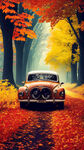 相机，秋天景色，汽车，唯美画面