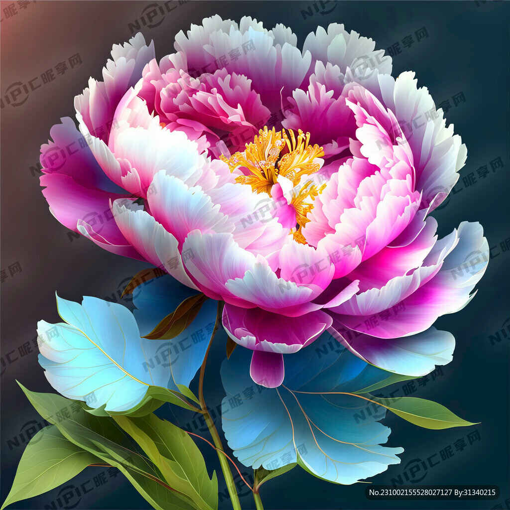 葱葱郁郁的牡丹花 珠光宝气