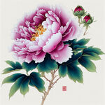 50朵牡丹花，珠光宝气，高清，线条清晰，明亮，色彩鲜艳，层次分明，克莱茵蓝色