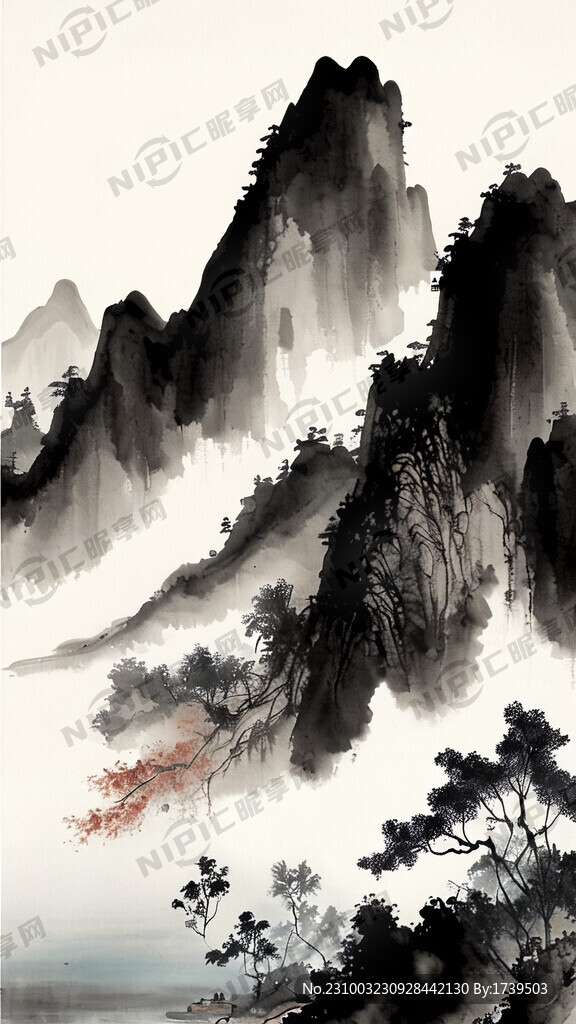 中国风 中国画 山水 水墨风格