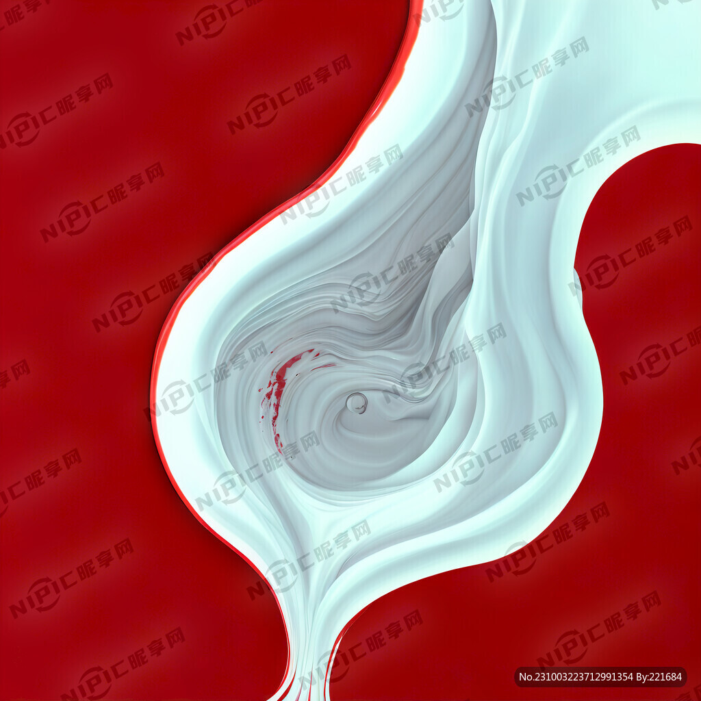流体画 红色 白色