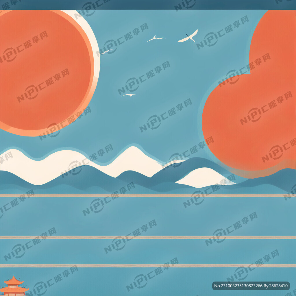 简约夏天竖向长画幅背景图