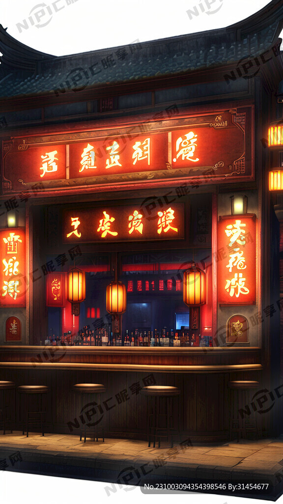 昏暗的酒吧前台
