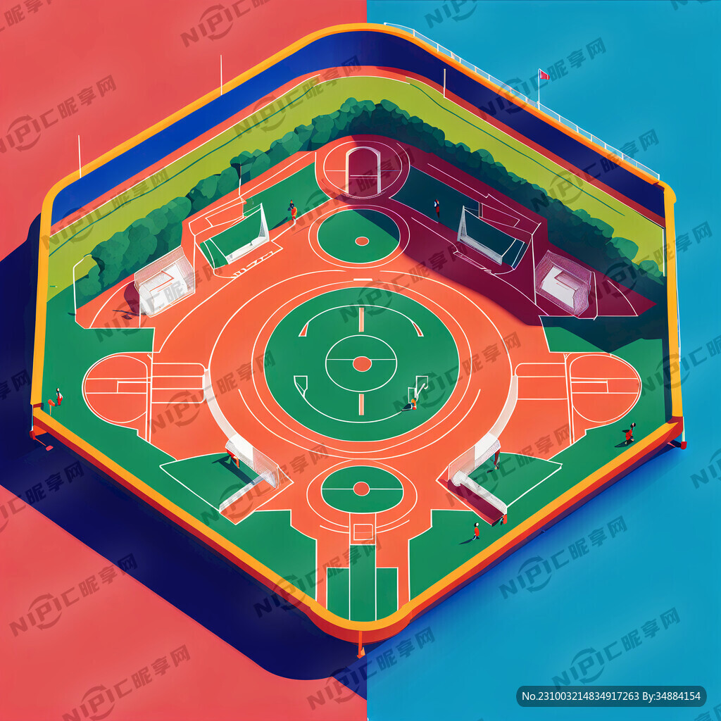设计一个体育公园的彩色平面图