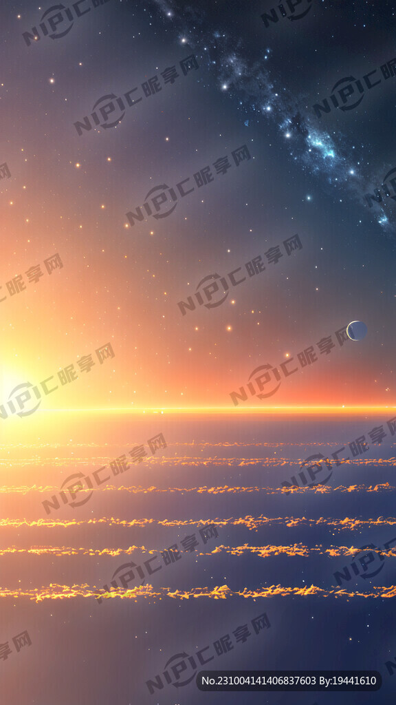 太阳光点经过宇宙的月亮右侧