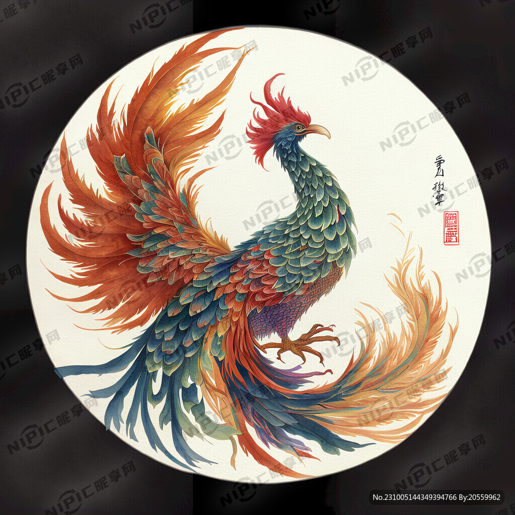 凤 国潮凤凰插画 分层文件
