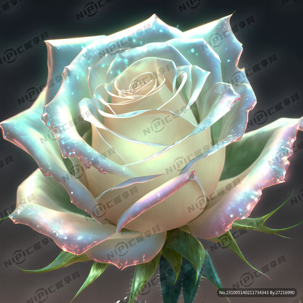 玫瑰花 晶莹剔透 梦幻 二次元