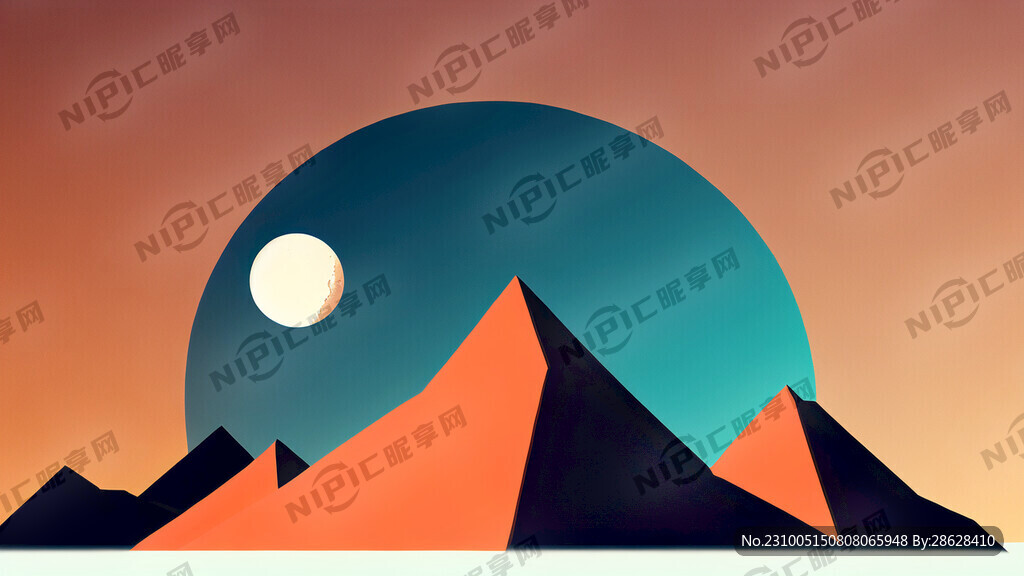 简约夜幕山峰月亮星星
