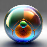 光滑表面的原子球，切面，三层，背景透明
