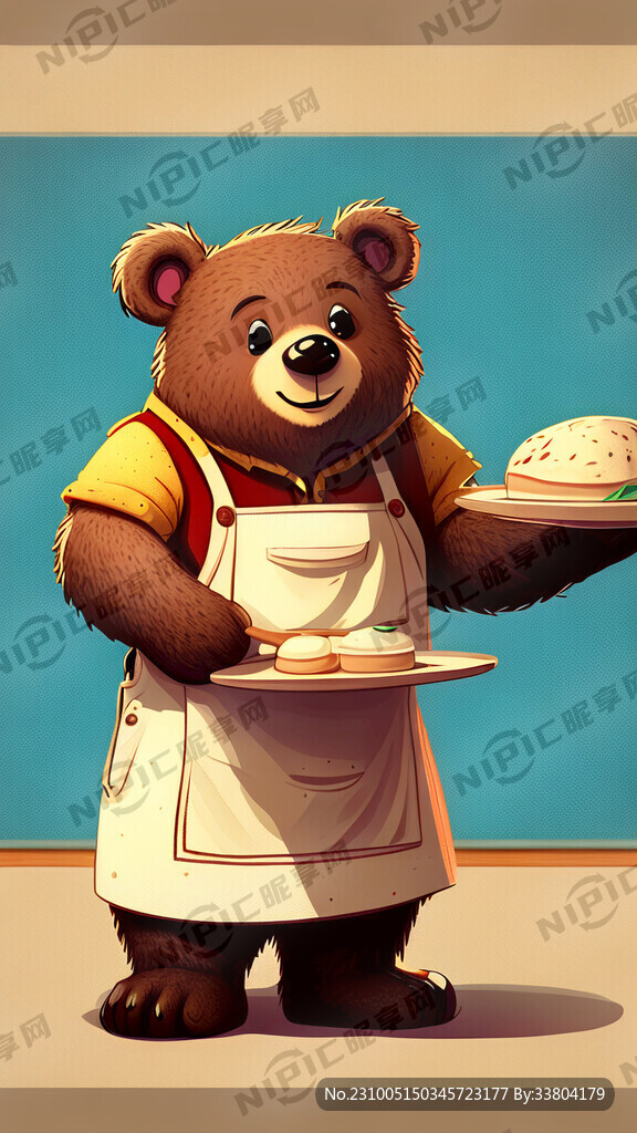 熊 全身 可爱 卡通 穿围裙