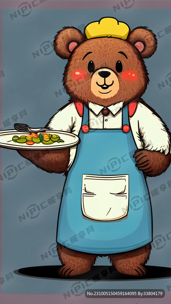 熊 全身 可爱 卡通 穿围裙