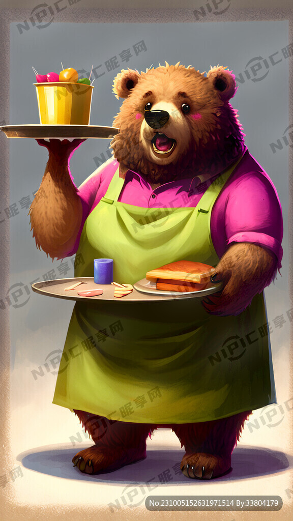 熊 毛发圆润 全身 微胖 炫彩