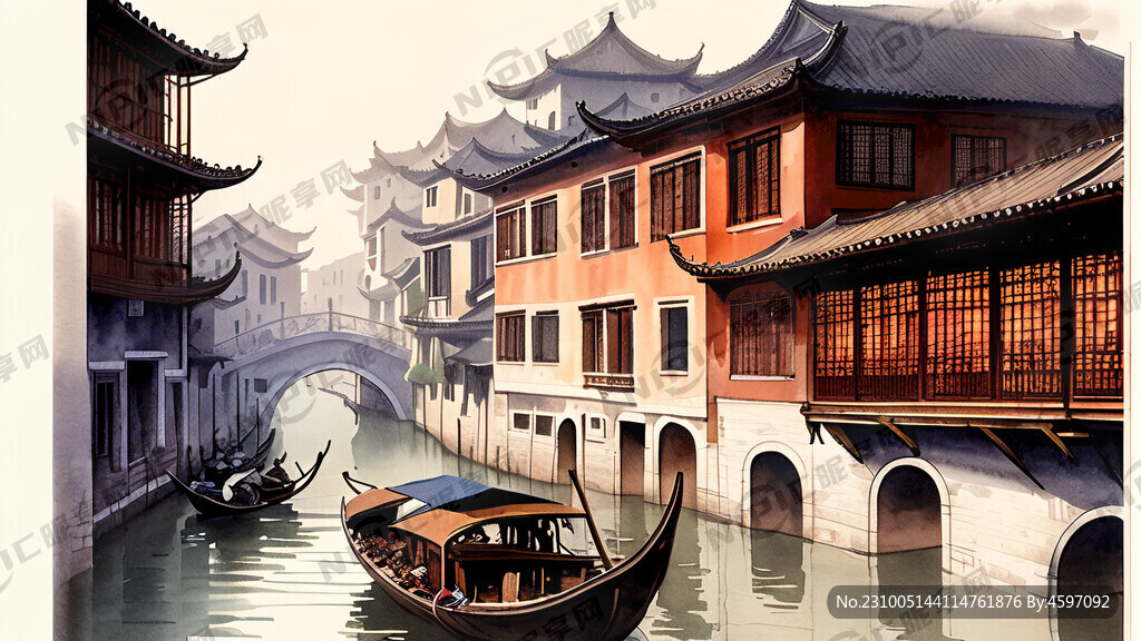 中国古代帆船运输船很宽的大运河