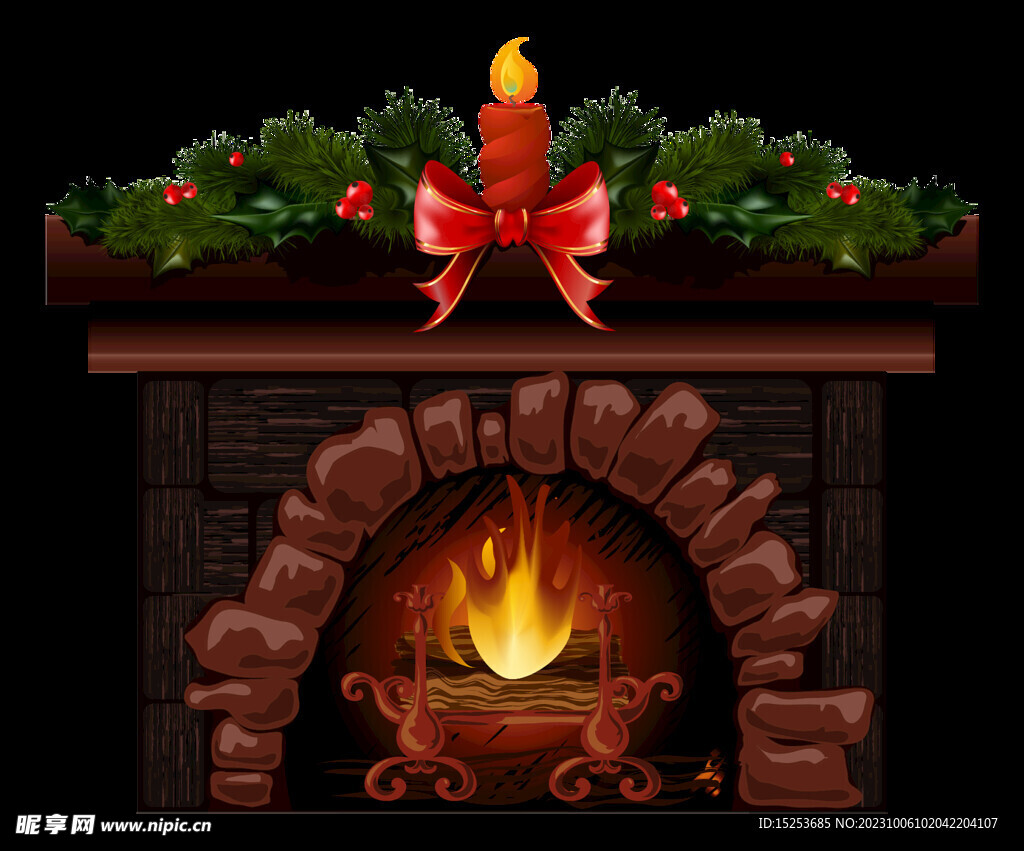 圣诞壁炉卡通高清png免抠元素
