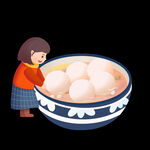 女孩做汤圆矢量