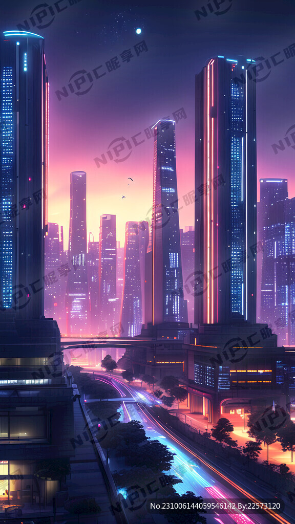 户外城市夜景 高清 科技感