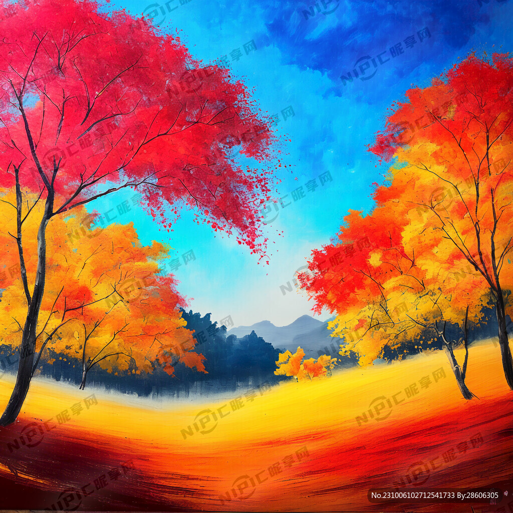 多彩的秋天彩画