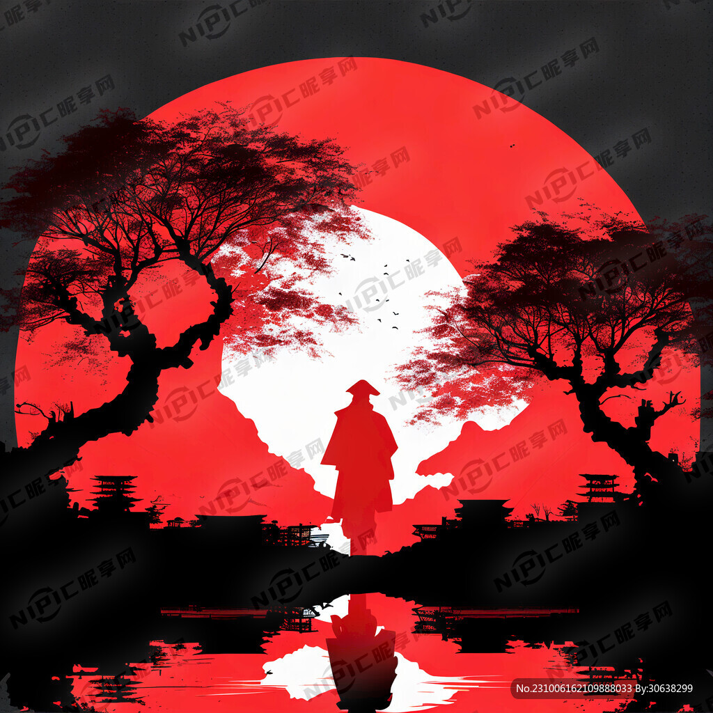 京津冀剪影红色背景