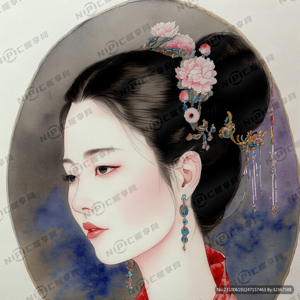 中国风窈窕少女颈