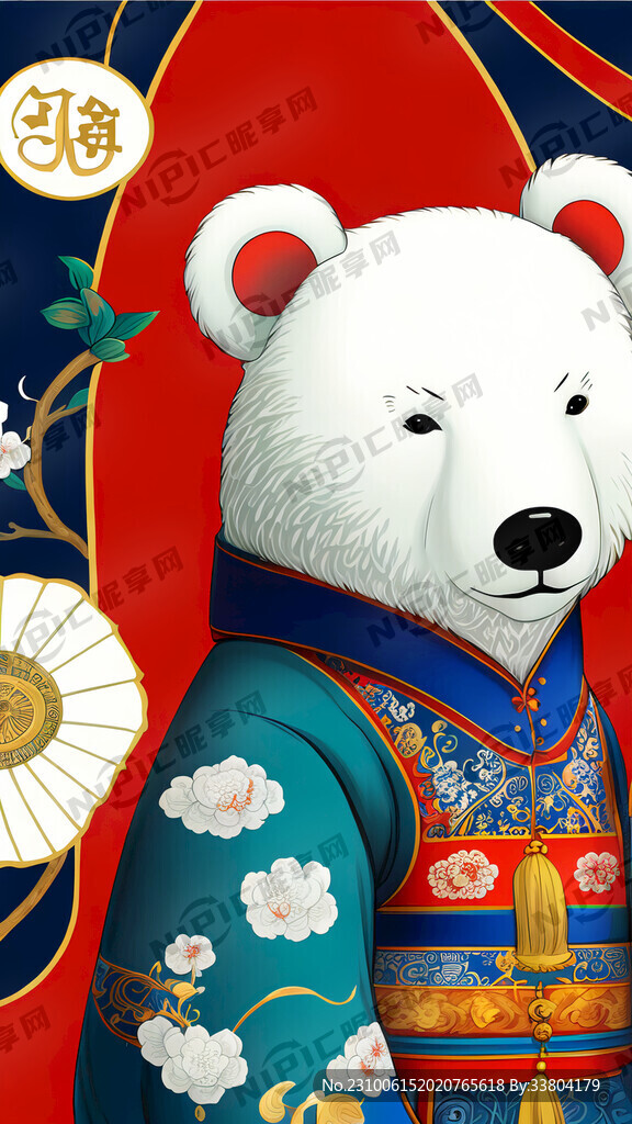 熊 白色 全身 国潮