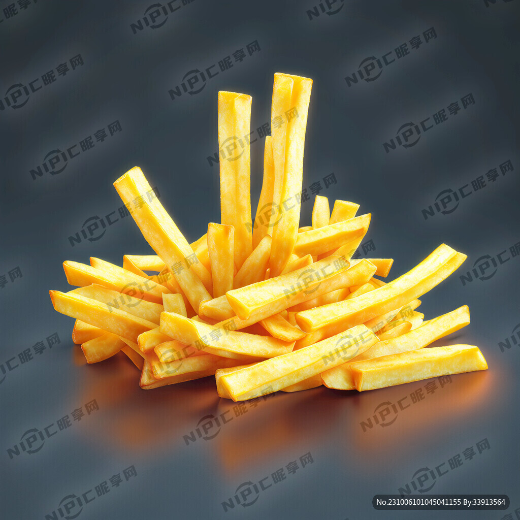几根薯条 逼真 立体 光感强烈