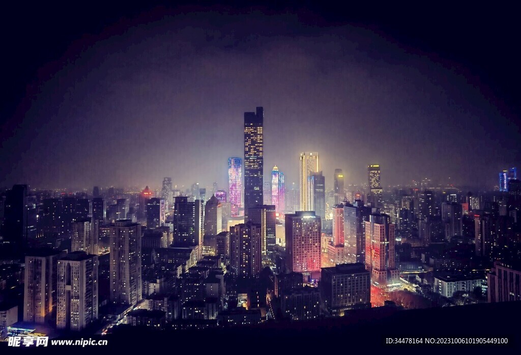城市夜景图高楼大厦灯光