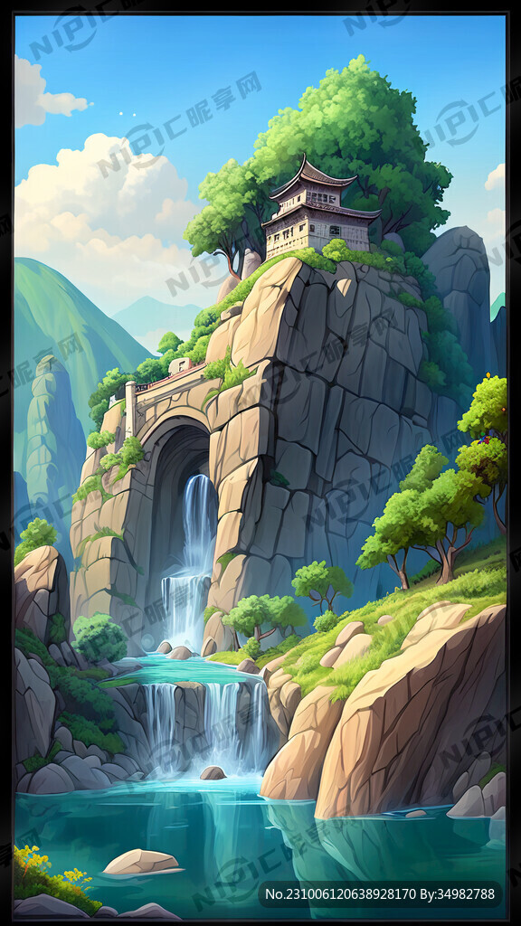古建 山水 手绘 卡通 宏观