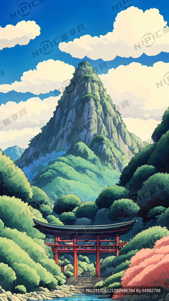 古建 山水 手绘 卡通 宫崎骏
