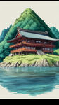 古建，山水，手绘，卡通，宫崎骏，清新