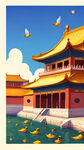 北京烤鸭，手绘，卡通，清新