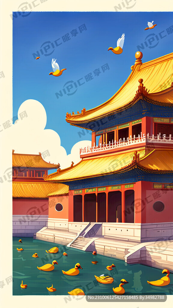 北京烤鸭 手绘 卡通 清新