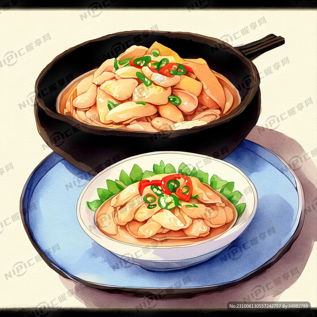 美食 中国菜 手绘 卡通 清新