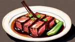 红烧肉，中国菜，中华美食，手绘，卡通，清新