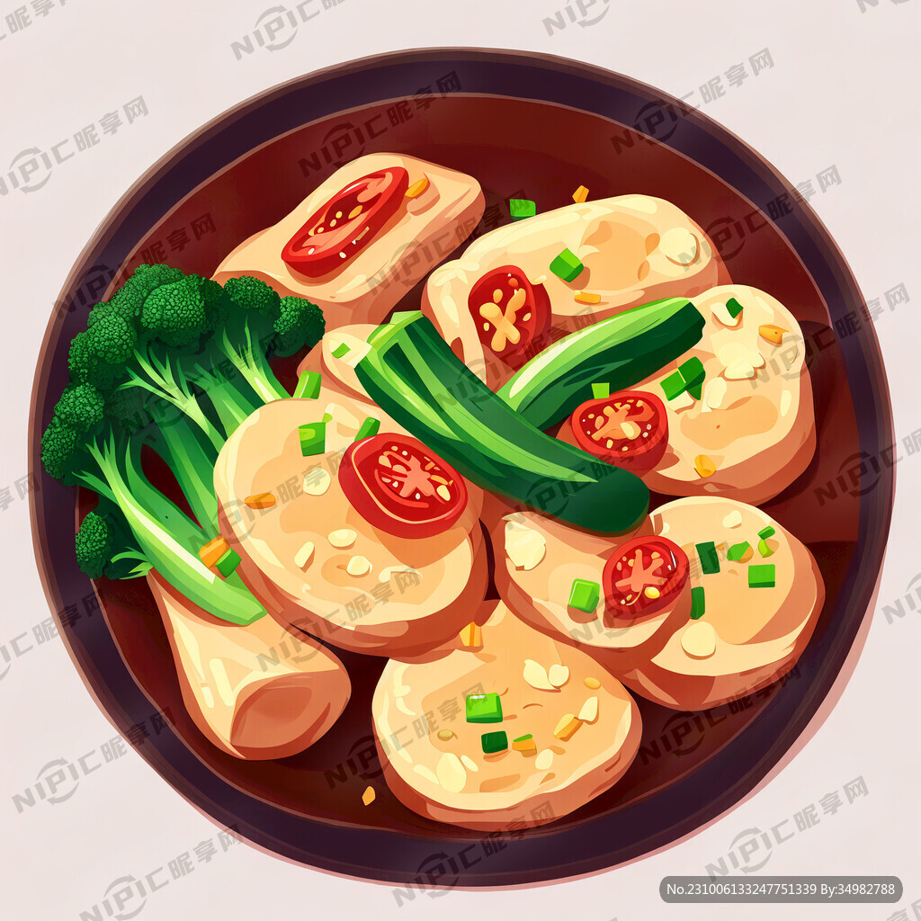 炒菜 中华美食 手绘 卡通