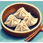 水饺，手绘，卡通，清新