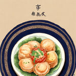 中华美食，中国菜，手绘，卡通，清新